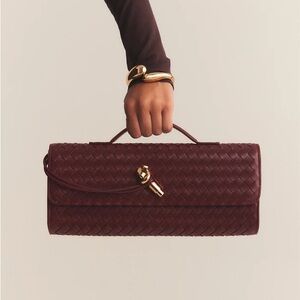 New Elegant Woven Clutch in Burgundy